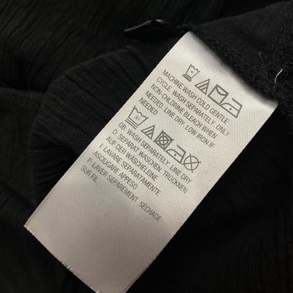 Logo Black Top Blouse Button Front Women Large Emo Gothic Mourn Pintucked Pocket - Picture 6 of 10